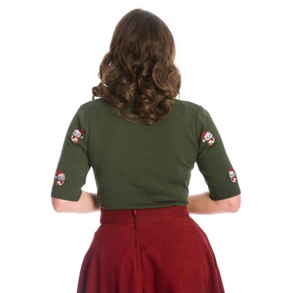 Banned Holly Cat Pullover Sweater in Green - Picture 2 of 5